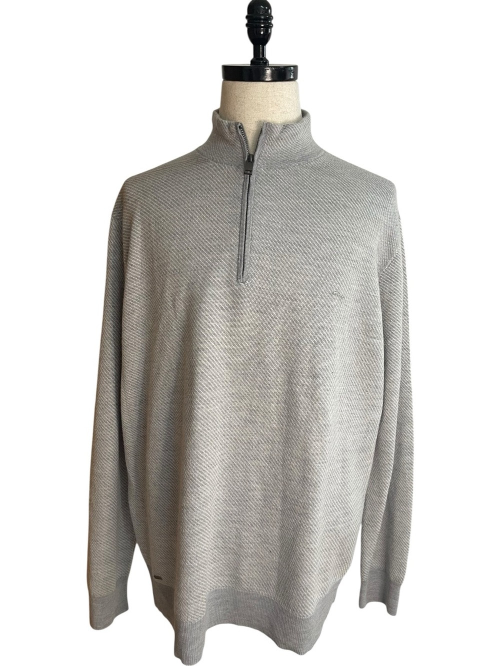 UNTUCKit Hansen Quarter Zip Wool Pullover Sweater Grey